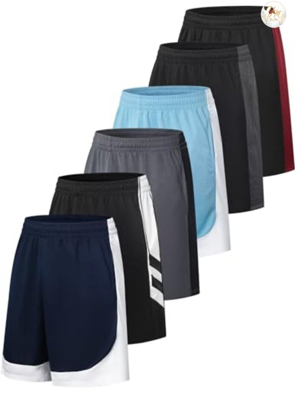 6 Pack Men's Mesh Athletic Basketball Shorts with Pockets, Elastic Waistband,